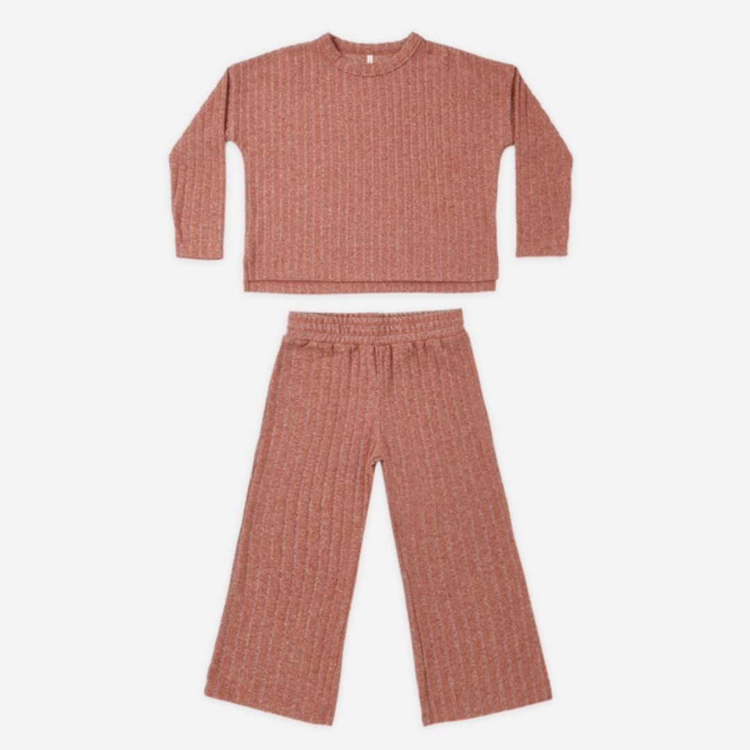 Cozy Rib Knit Set, Ruby