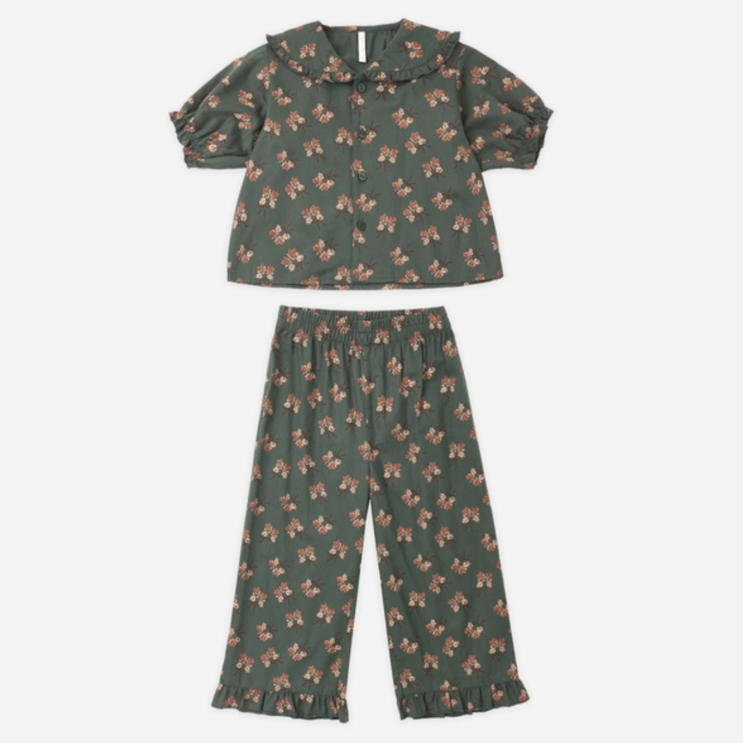 Ruffle Pajamas, Evergreen Bouquet