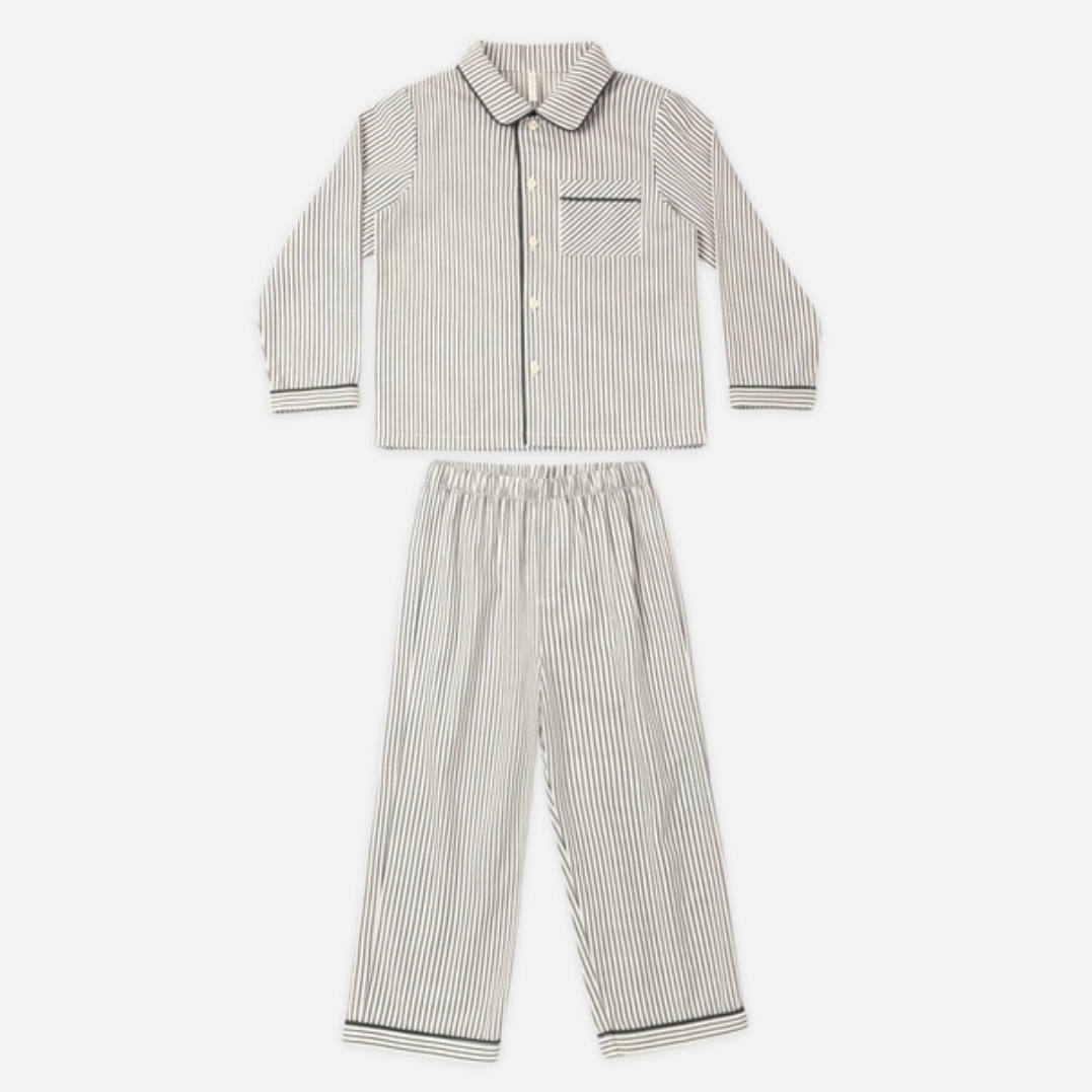 Long Sleeve Pajamas, Evergreen Stripe