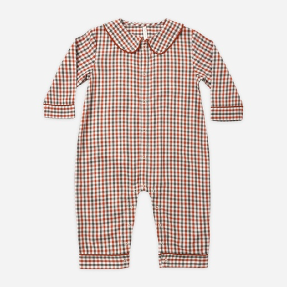 Baby Pajama Romper, Holiday Gingham