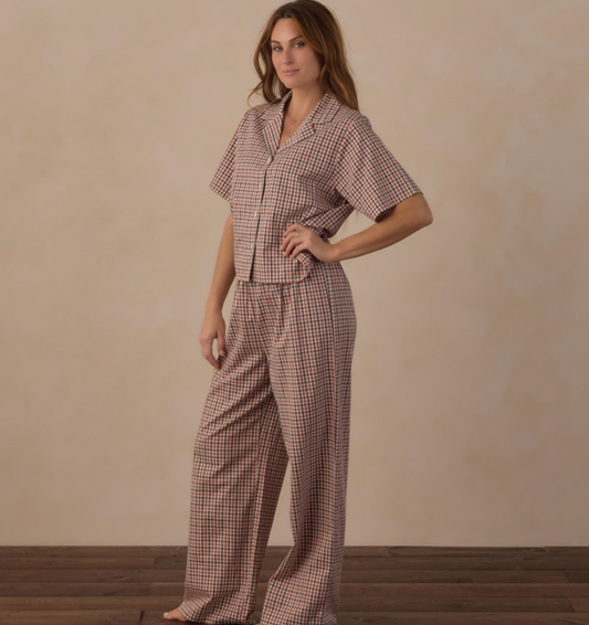 Women's Woven Pajama Set, Holiday Gingham