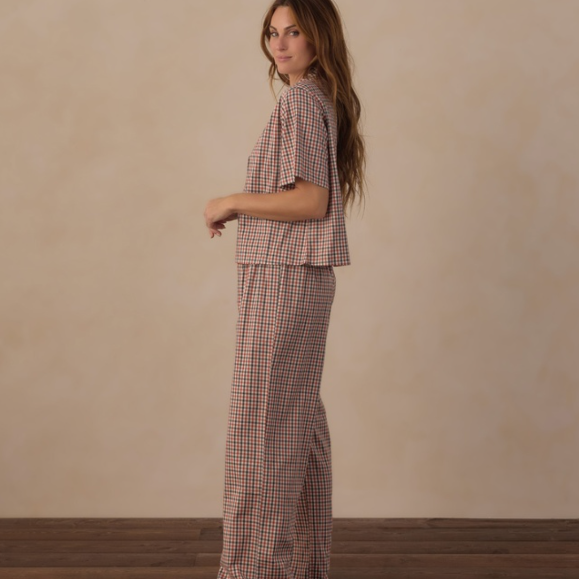 Women's Woven Pajama Set, Holiday Gingham