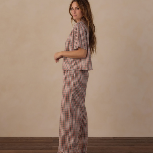Women's Woven Pajama Set, Holiday Gingham