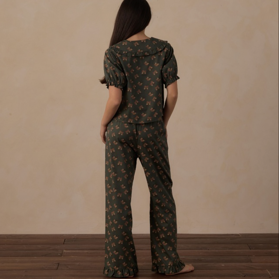 Teen Ruffle Pajamas, Evergreen Bouquet