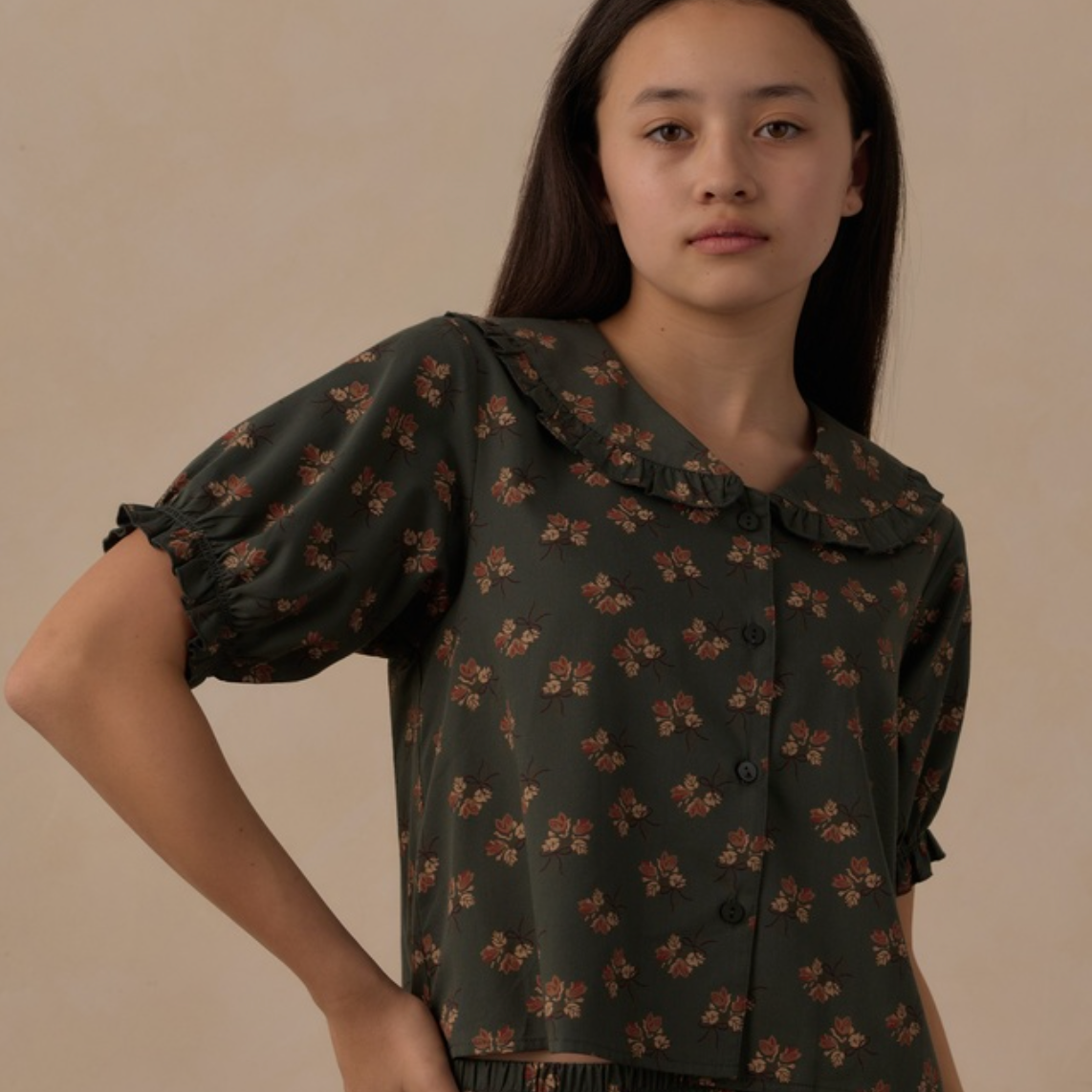 Teen Ruffle Pajamas, Evergreen Bouquet