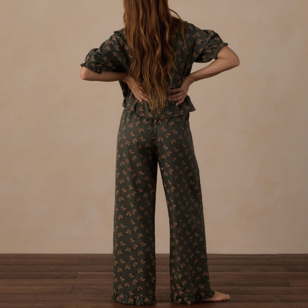 Women's Ruffle Pajamas, Evergreen Floral