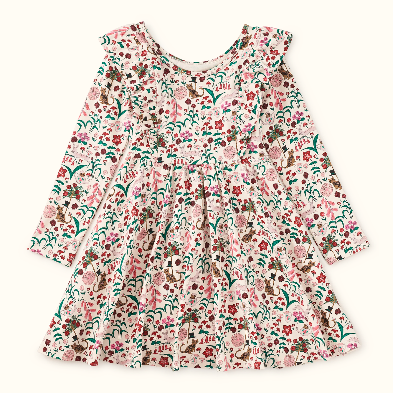 Ruffle Shoulder Ballet Dress, Tea Party Floral