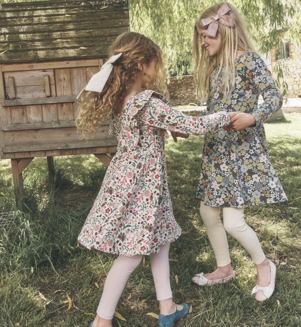 Ruffle Shoulder Ballet Dress, Tea Party Floral
