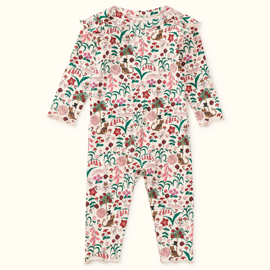 Ruffle Shoulder Baby Romper, Tea Party Floral