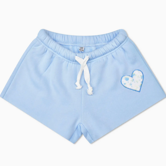 Blue Floral Sweat Shorts