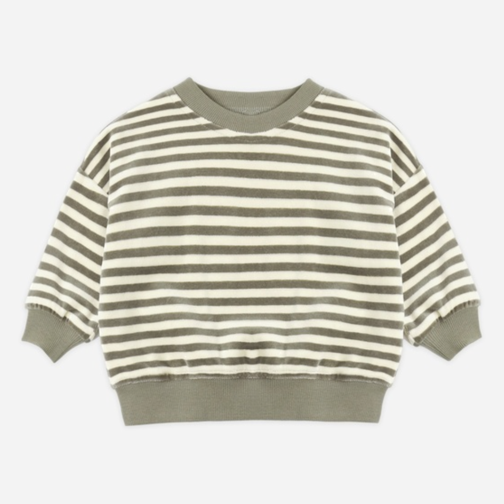 Velour Relaxed Sweatshirt, Spruce Stripe - Magpies Paducah