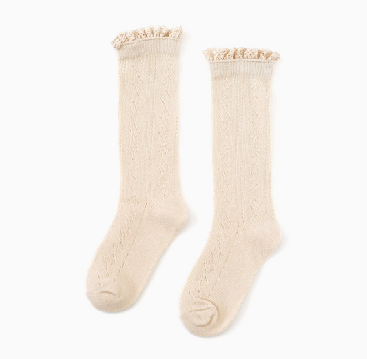 Vanilla Fancy Lace Knee High Socks - Magpies Paducah