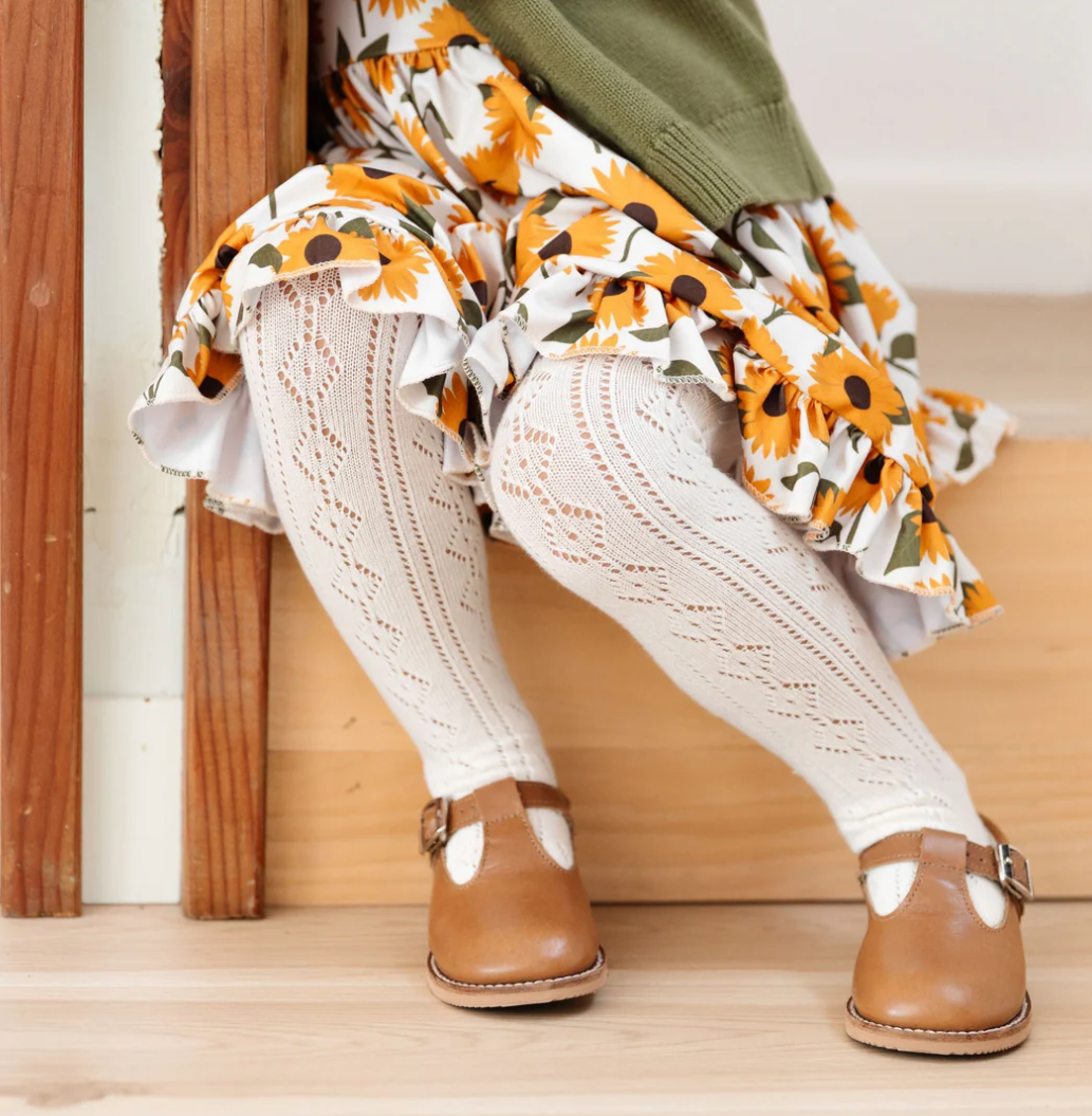 Ivory Fancy Knit Tights