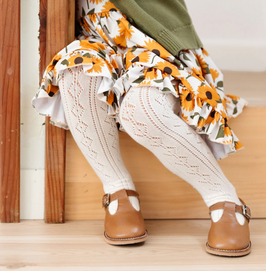 Ivory Fancy Knit Tights - Magpies Paducah