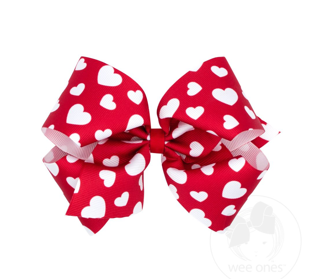 King Print Bow, Red Valentine Heart