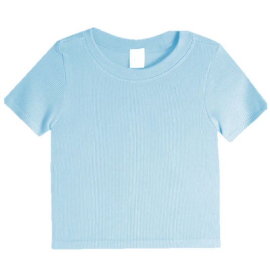 Baby Blue Ribbed Fitted Top - Magpies Paducah