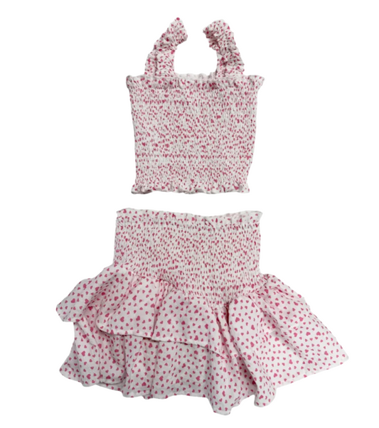 Mini Hearts Smocked Set - Magpies Paducah