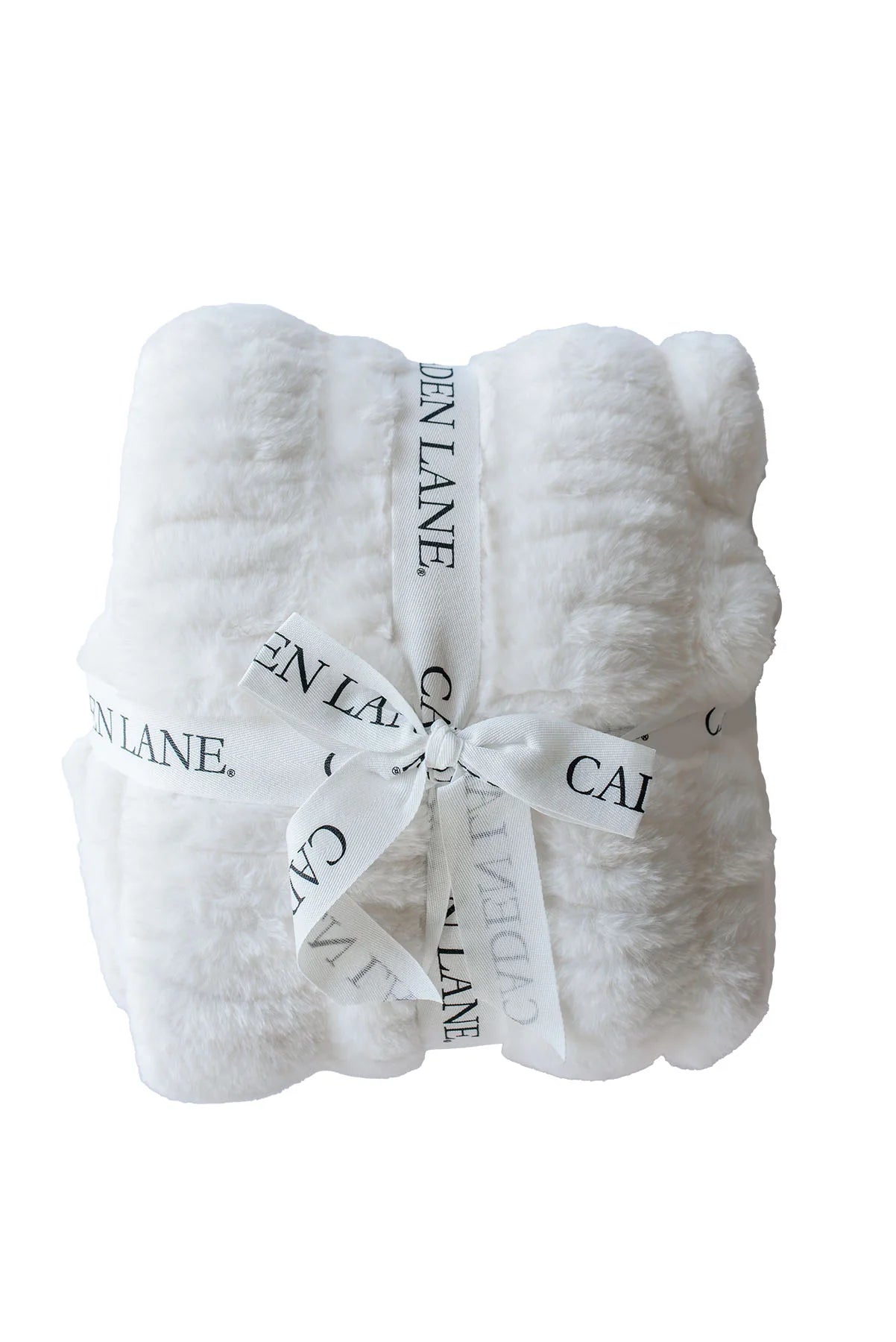 Double-Ruched Faux Fur Blanket, Winter White