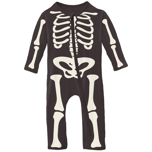 Zippered Coverall, Midnight Skeleton - Magpies Paducah