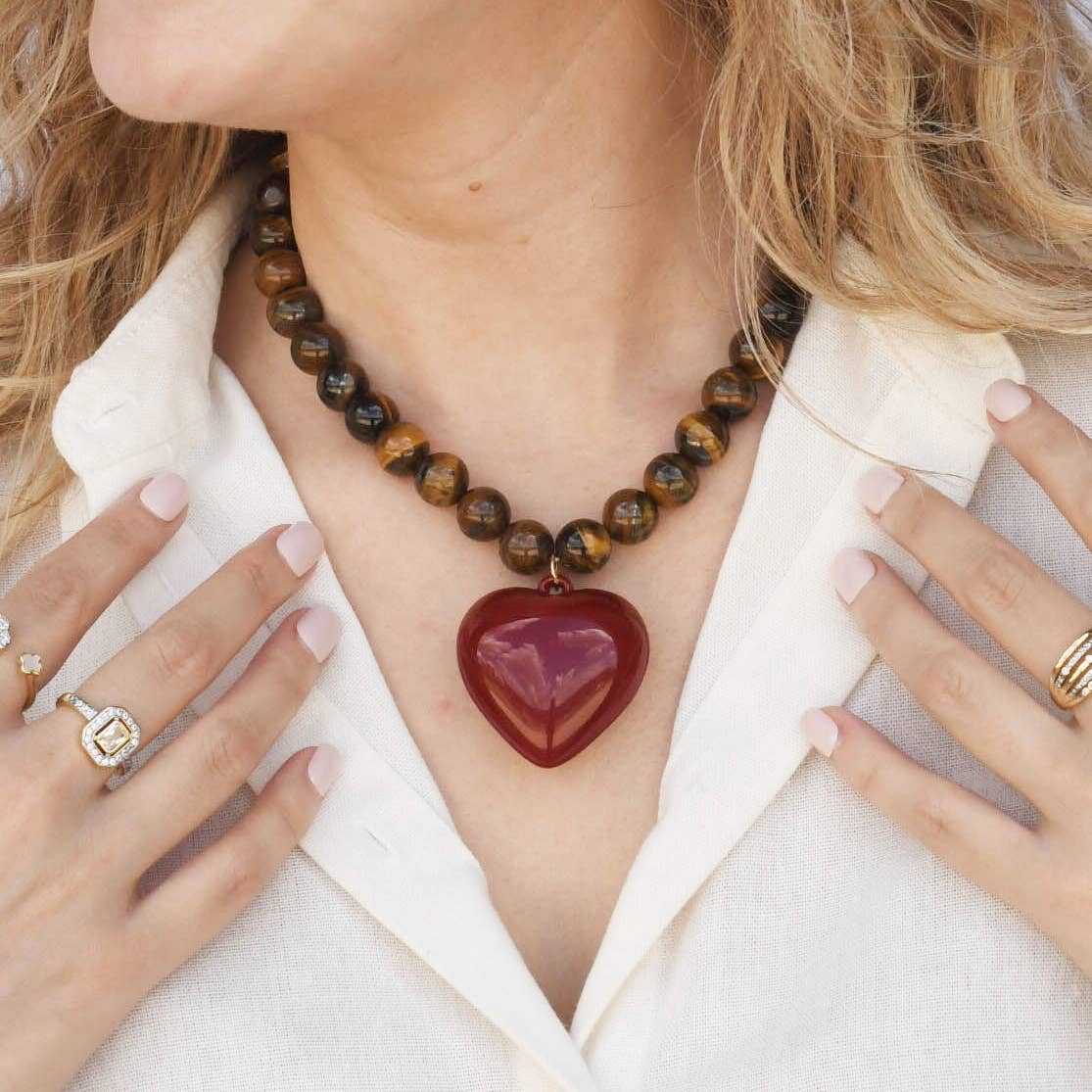 Janel Tiger Eye Gemstone Necklace 