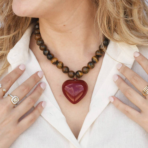 Janel Tiger Eye Gemstone Necklace 