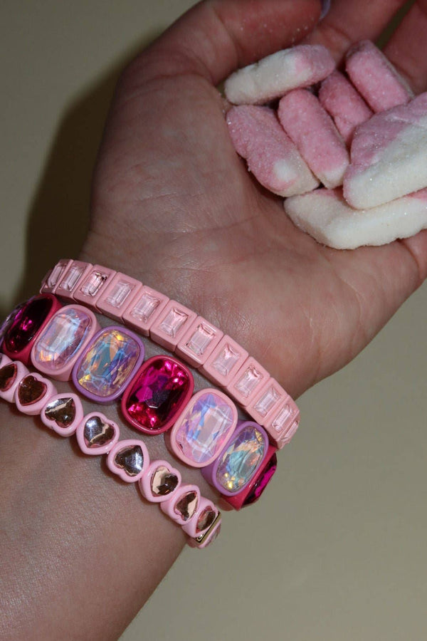 Candy Gem Bracelet, Baby Pink Block