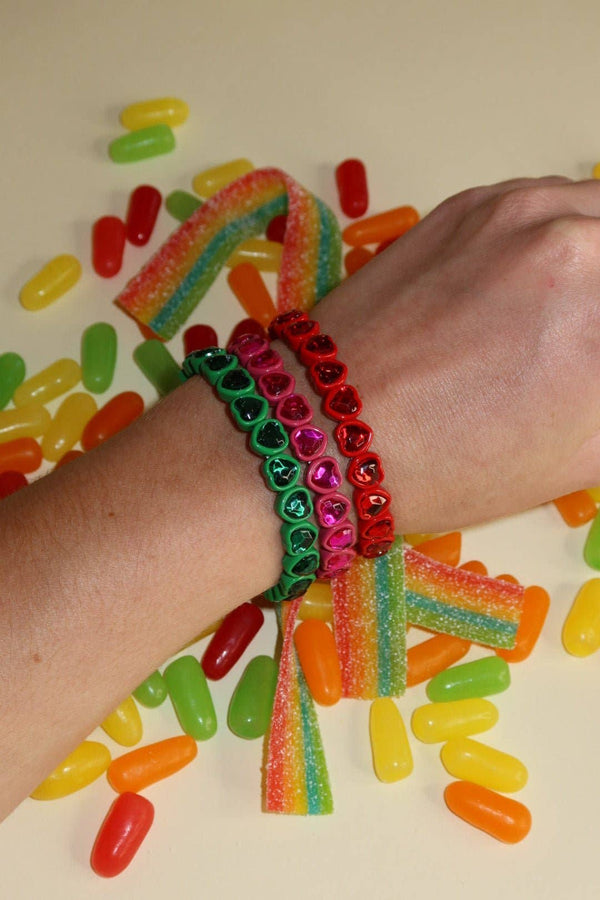 Candy Gem Bracelet, Green Heart