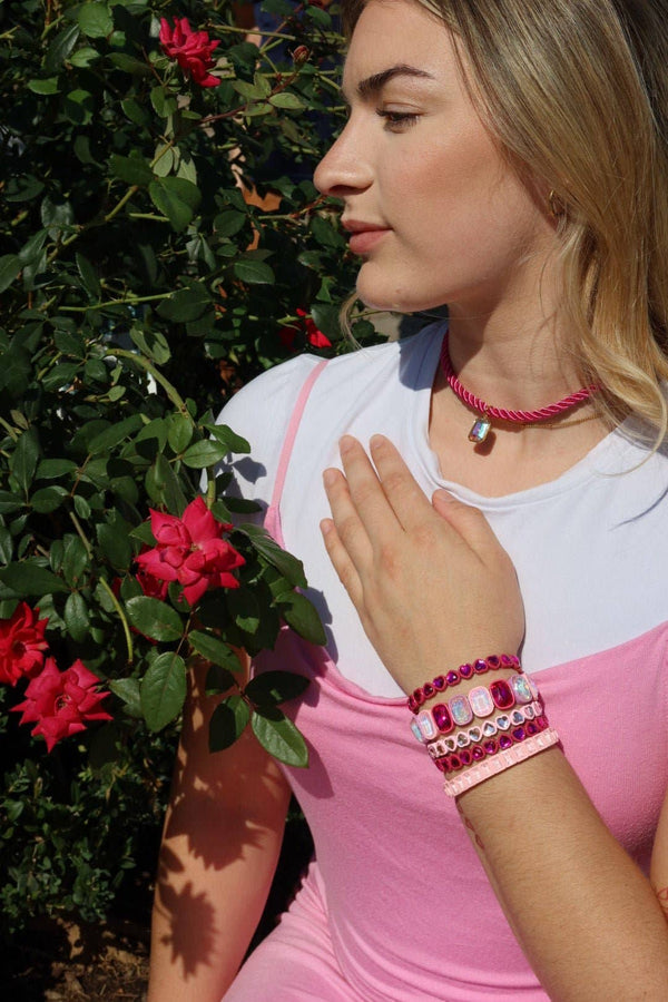 Candy Gem Bracelet, Baby Pink Block