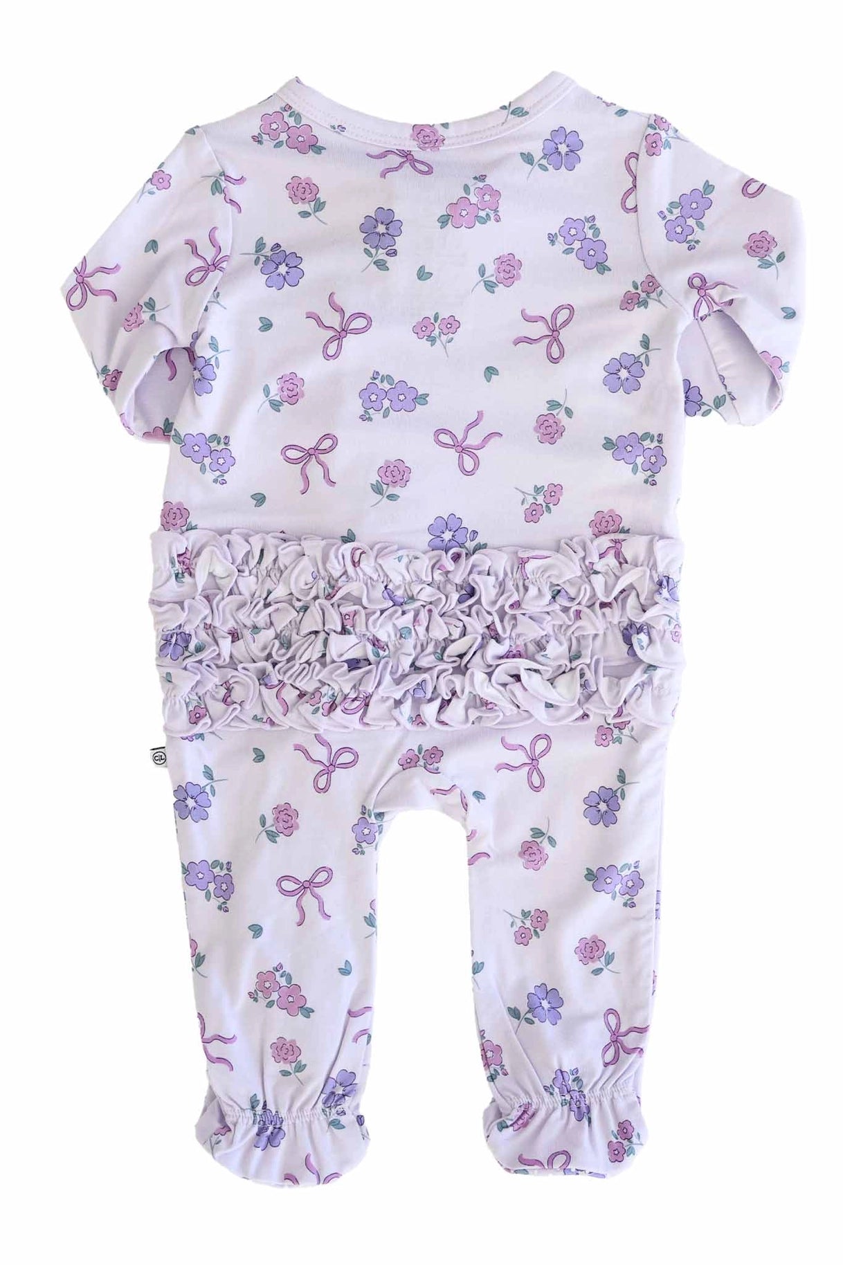 Ruffle Zipper Footie, Ribbon & Roses