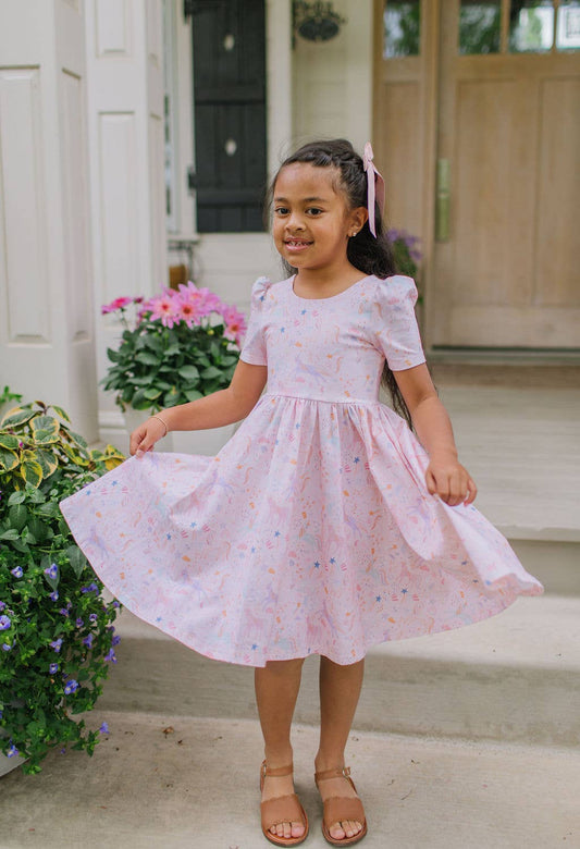 Puff Dress in Dreamy Unicorn - Magpies Paducah