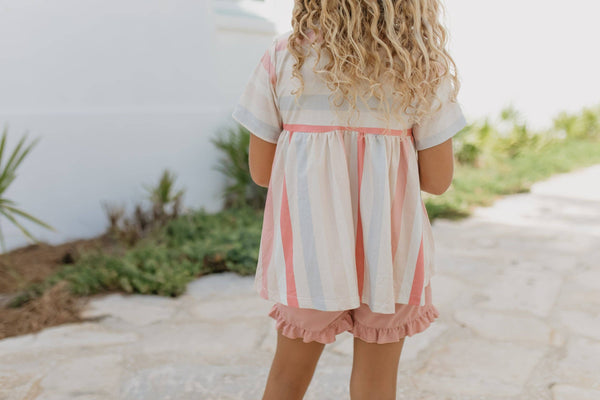 Ruffle Short Set, Sand Blush Stripe - Magpies Paducah