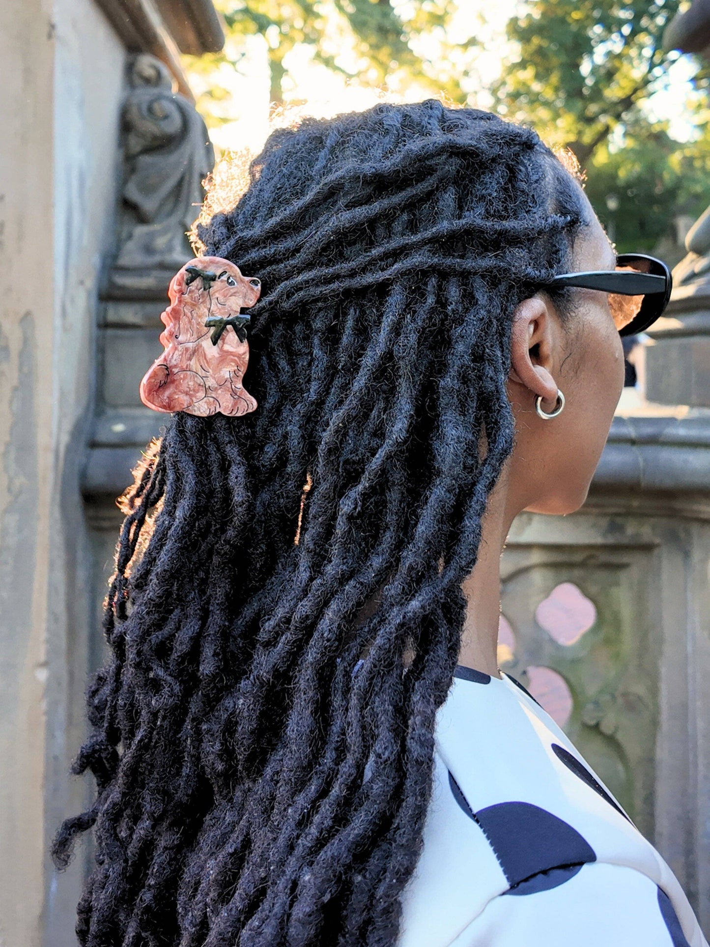 Hand-Painted Coquette Puppy Claw Clip | Eco-Friendly