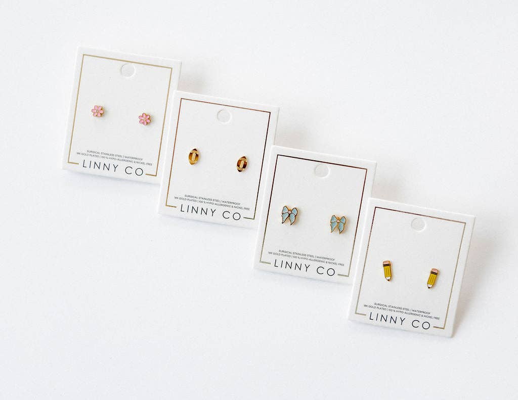 Screwback Stud Earrings - Finley Bow - Magpies Paducah