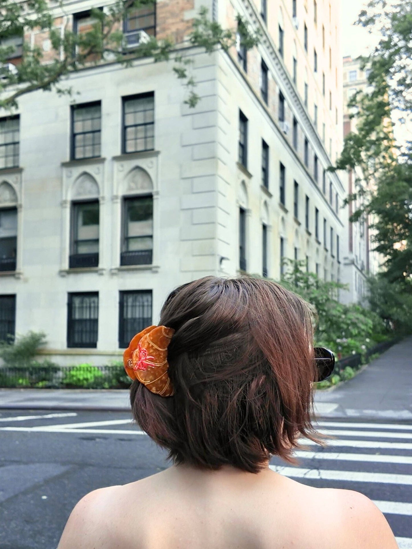Hand-Painted Bow Croissant Claw Hair Clip | Eco-Friendly