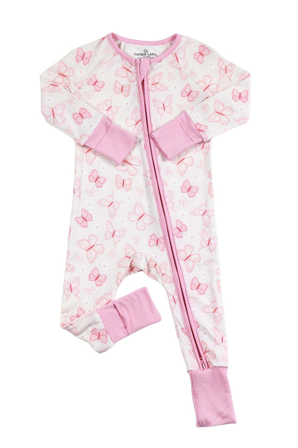 Convertible Zip Romper, Blooming Butterflies