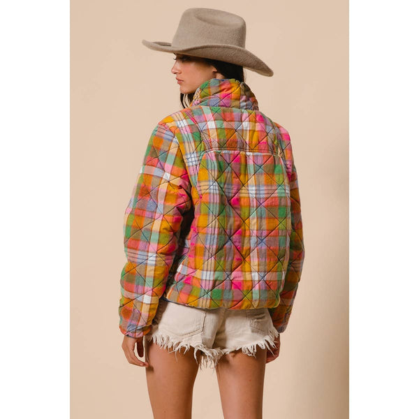 Bleached Vintage Plaid Quilted Jacket - Magpies Paducah