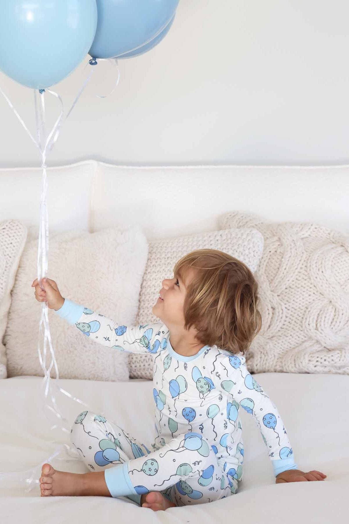 Party Time Two Piece Pajama Set, Blue