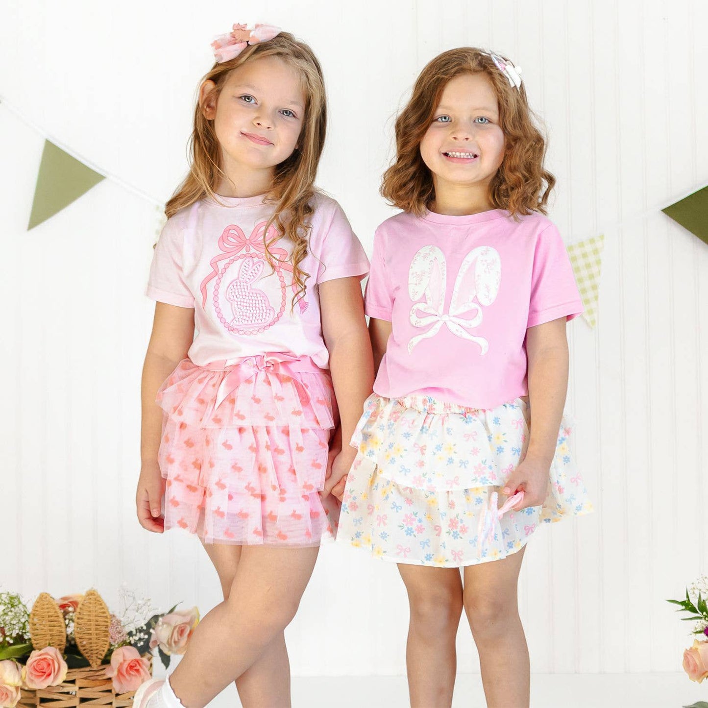 Lace Bunny Bow Patch Easter Short Sleeve T-Shirt - Kids - Magpies Paducah