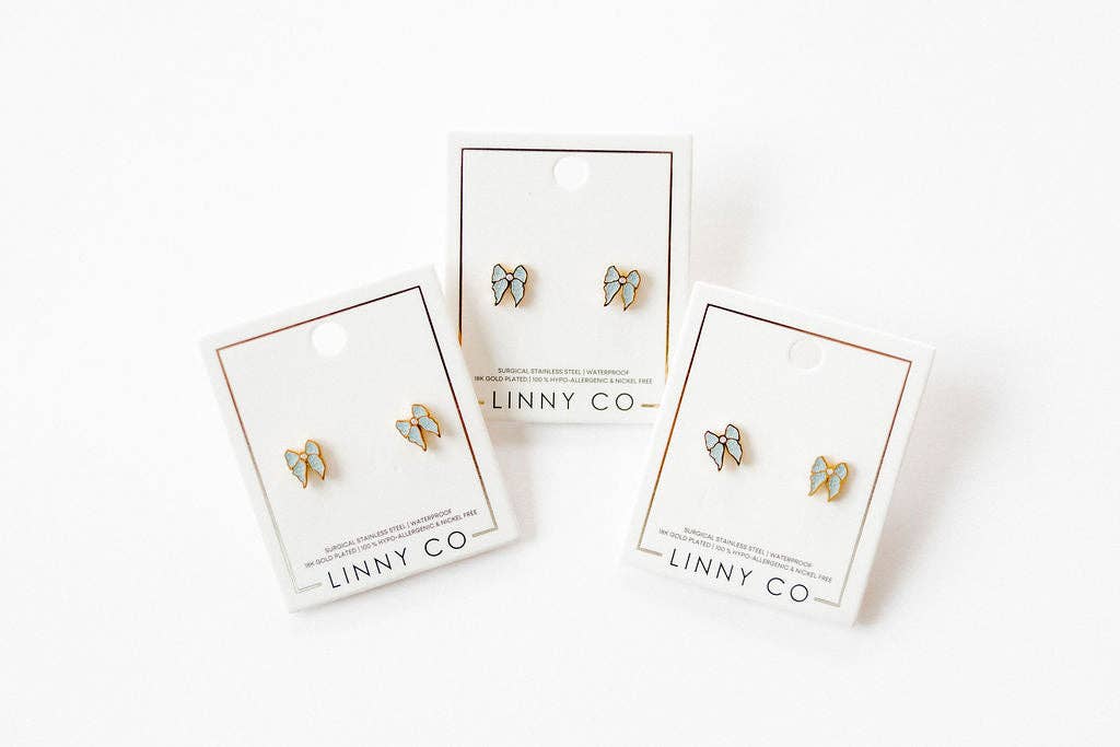 Screwback Stud Earrings - Finley Bow - Magpies Paducah