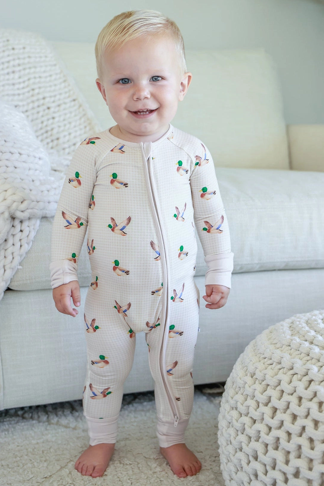 Convertible Zip Romper, Little Mallard
