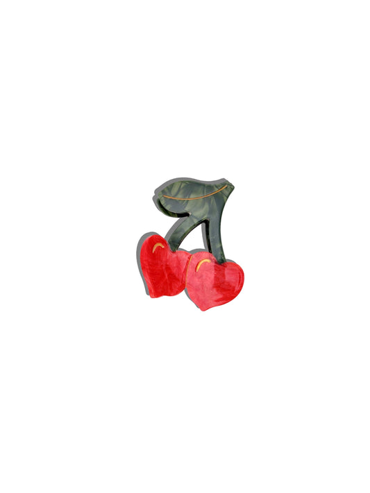 Hand-painted Cherry Hearts Hair Claw Clip | Eco-Friendly