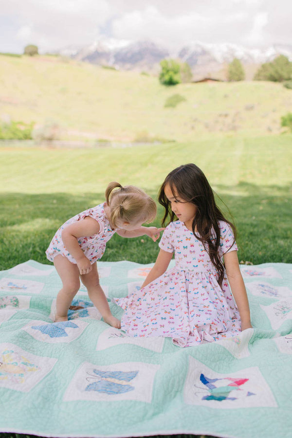 Classic Twirl Dress in Butterfly Rainbow - Magpies Paducah