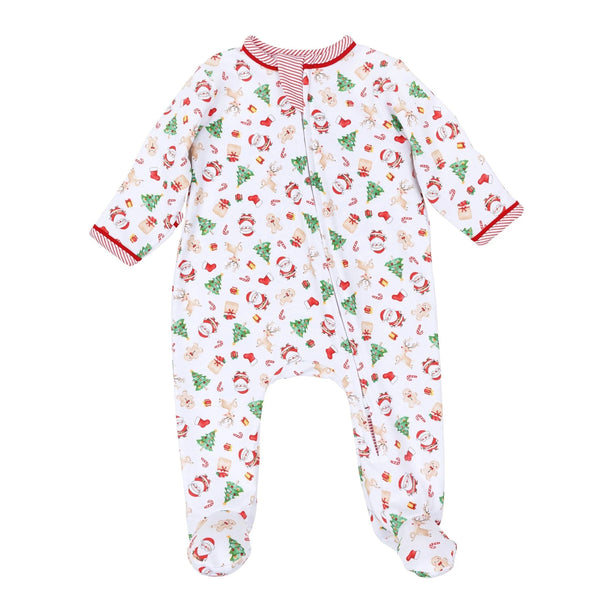Christmas Magic Print Zip Footie - Magpies Paducah