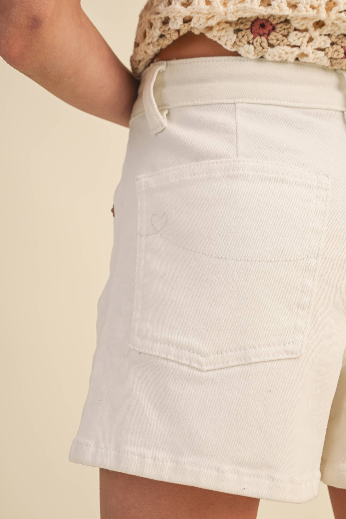 Cream Classic Denim Skort