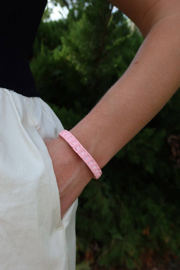 Candy Gem Bracelet, Baby Pink Block