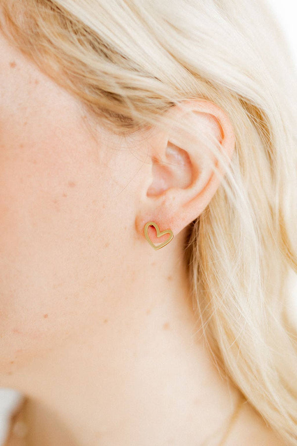 Abby Stud Earrings, Heart