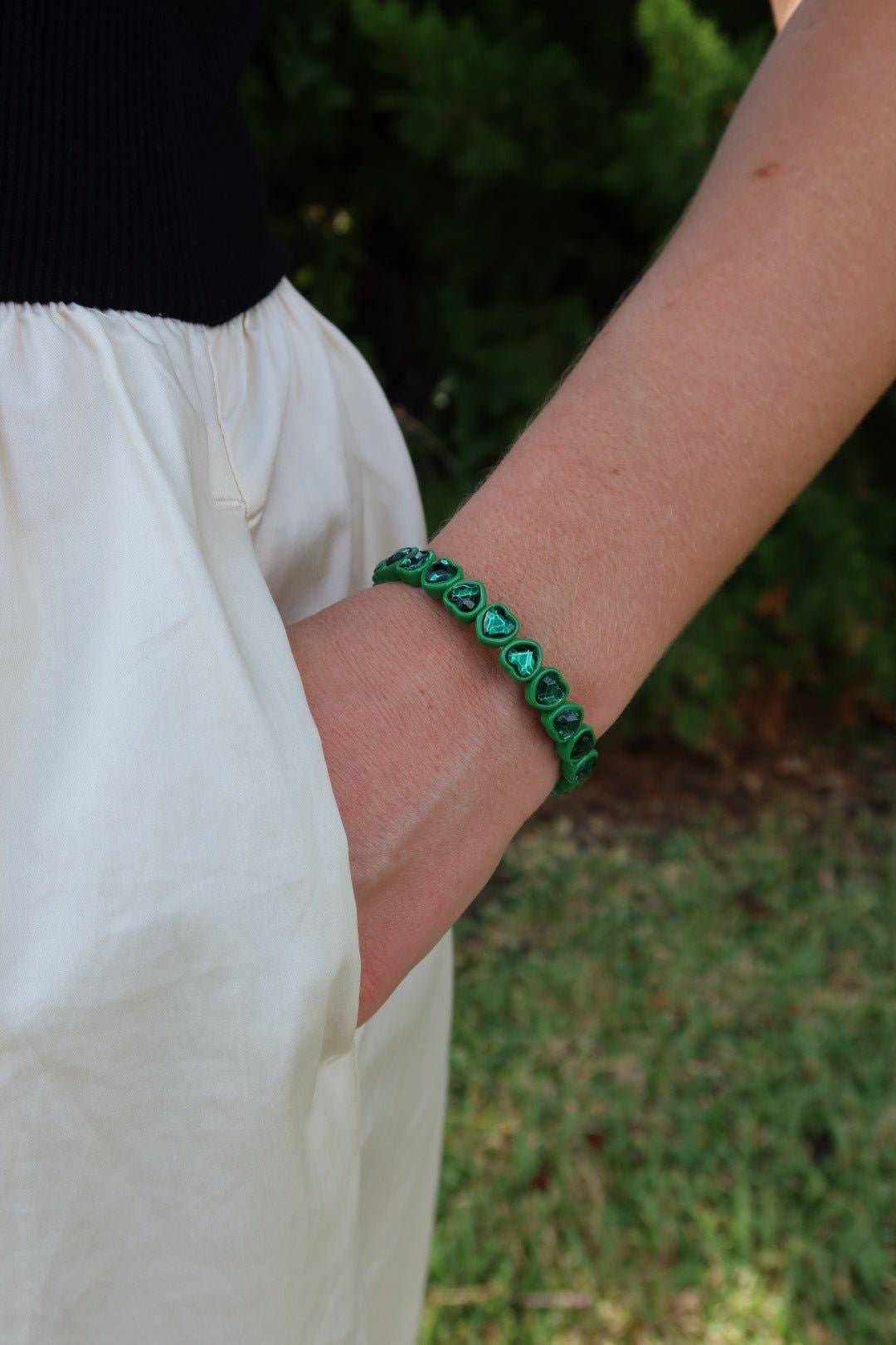 Candy Gem Bracelet, Green Heart