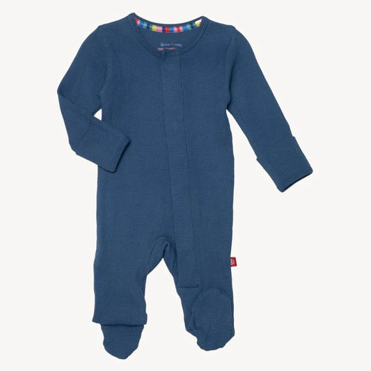 Waffle Modal Footie, Dark Blue | newborn