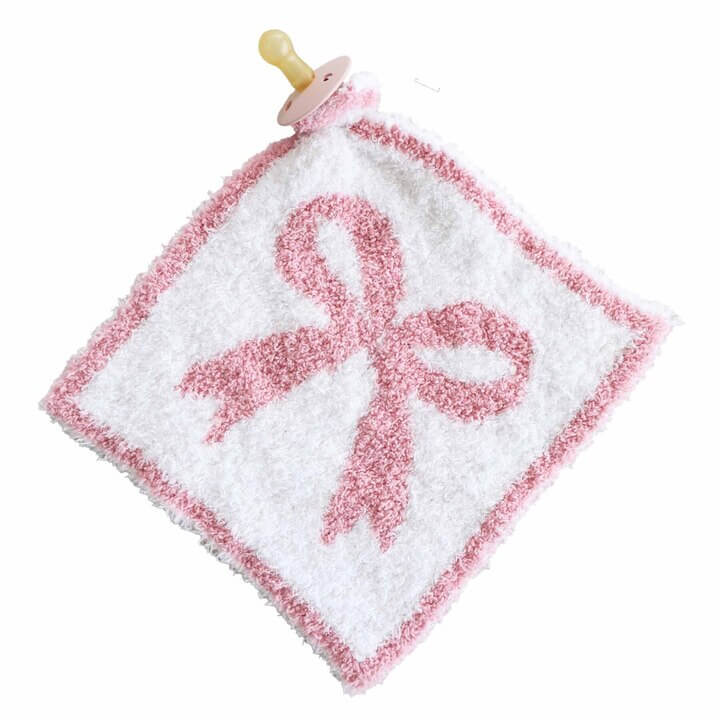 CuddleLane™ Luxe Lovey, Dark Pink Bows