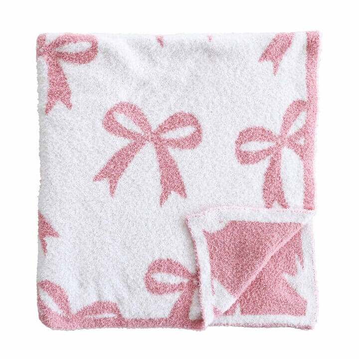 CuddleLane™ Luxe Blankets | Dark Pink Bows